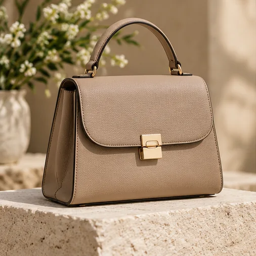 Ilustrasi handbag wanita warna taupe