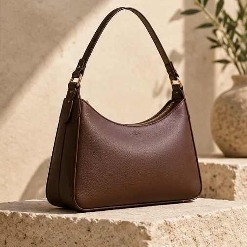 Ilustrasi shoulder bag cokelat wanita