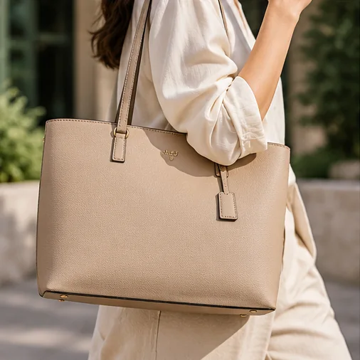 Ilustrasi tote bag beige wanita